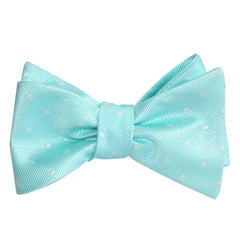 Mint Green with White Polka Dots Self Tie Bow Tie 1