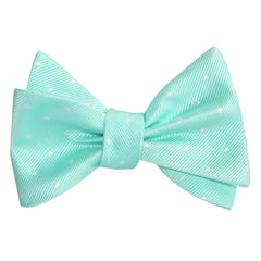 Mint Green with White Polka Dots Self Tie Bow Tie 2