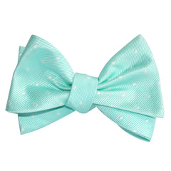 Mint Green with White Polka Dots Self Tie Bow Tie 3