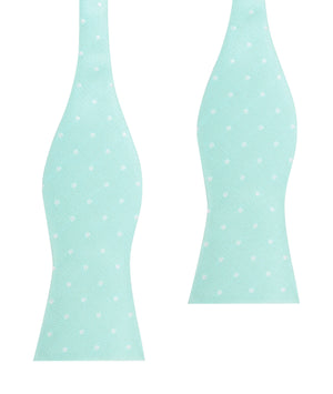 Mint Green with White Polka Dots Self Tie Bow Tie