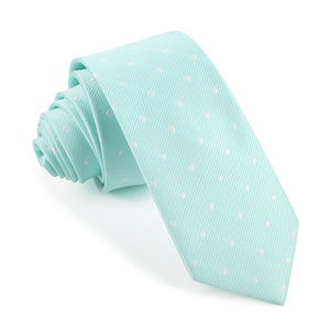 Mint Green with White Polka Dots Skinny Tie