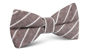 Mocha Brown Pinstripe Linen Bow Tie