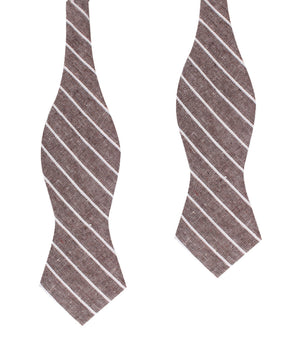 Mocha Brown Pinstripe Linen Diamond Self Bow Tie