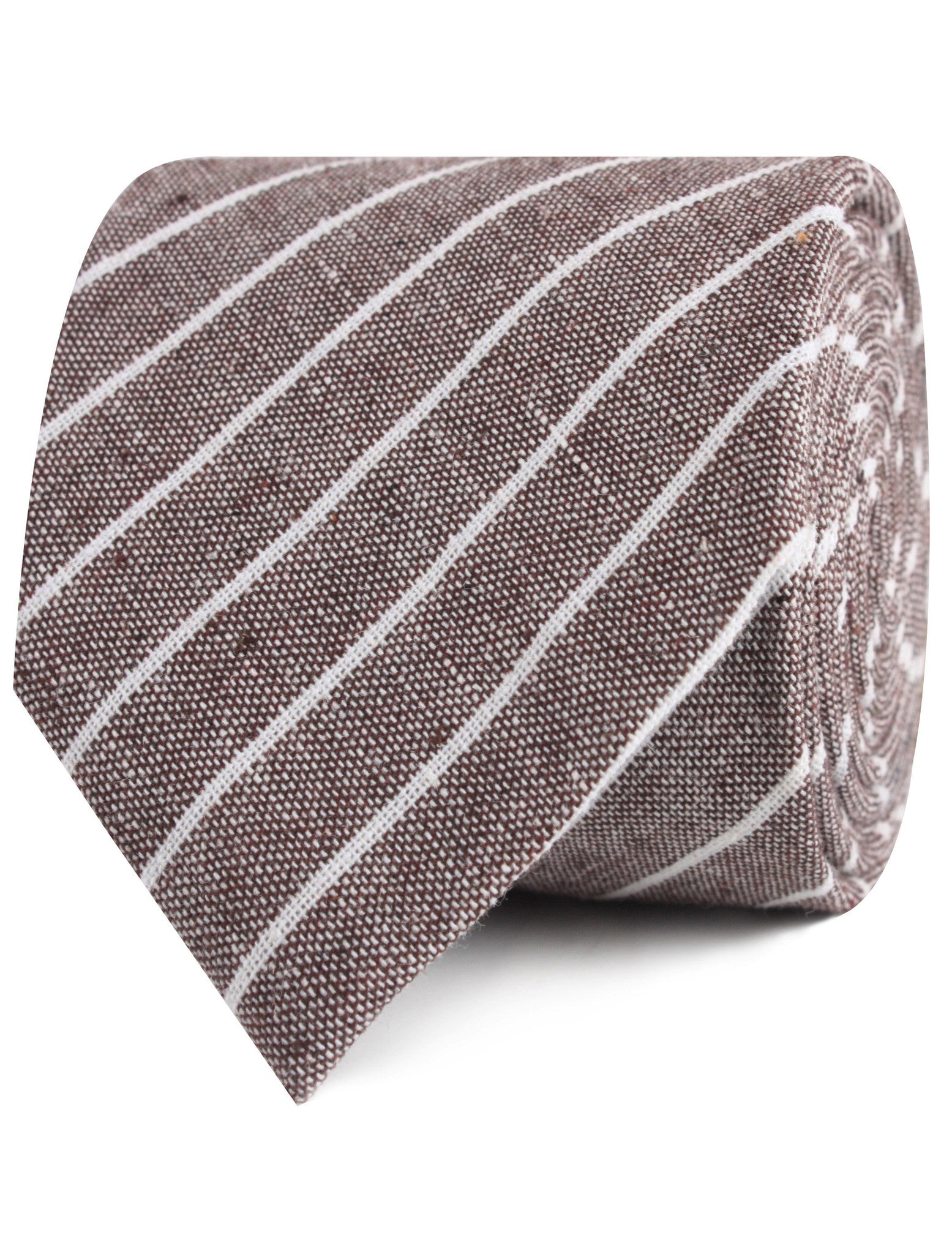Mocha Brown Pinstripe Linen Necktie
