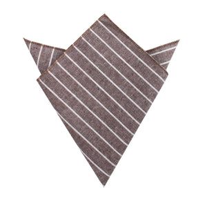 Mocha Brown Pinstripe Linen Pocket Square
