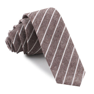Mocha Brown Pinstripe Linen Skinny Tie