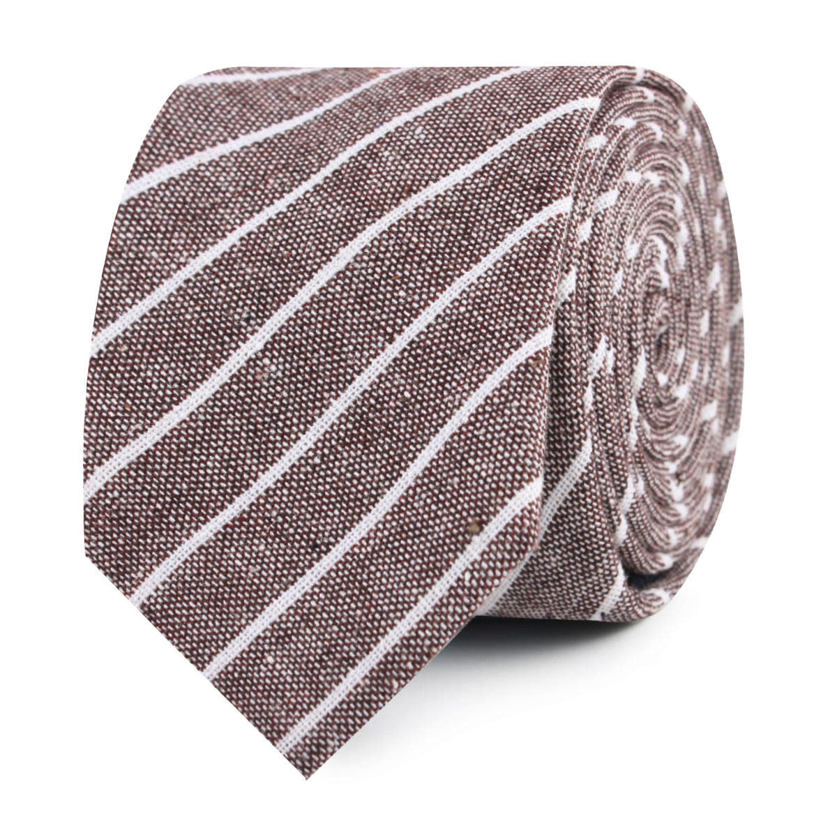 Mocha Brown Pinstripe Linen Slim Tie