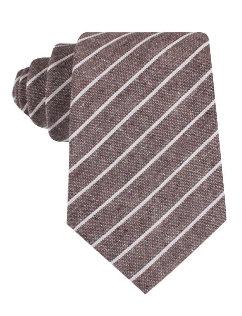 Mocha Brown Pinstripe Linen Tie
