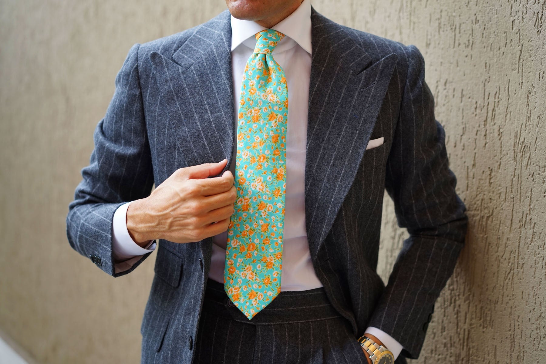 Monaco Floral Necktie | Turquoise Flower Tie | Wedding Ties for Men AU ...