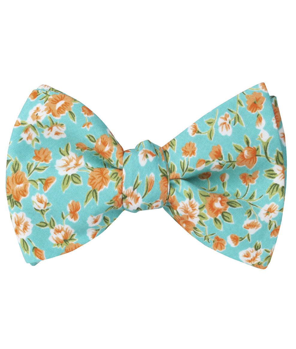 Monaco Floral Self Bow Tie | Turquoise Wedding Self-Tie Bowtie for Men ...
