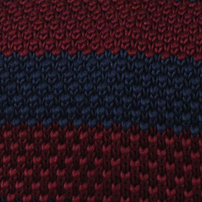 Madsen Burgundy & Navy Blue Striped Knitted Tie Fabric