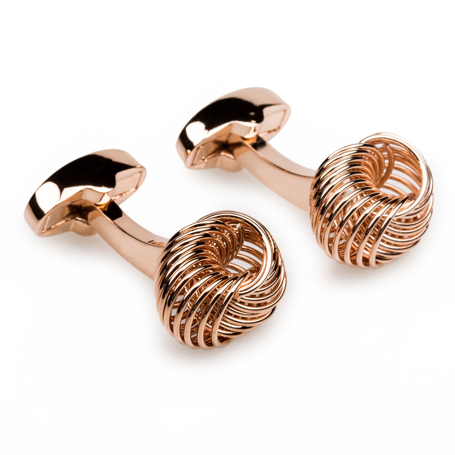 Emmerson Rose Gold Cufflinks | Designer Round Spiral Knot Cuff Links | OTAA