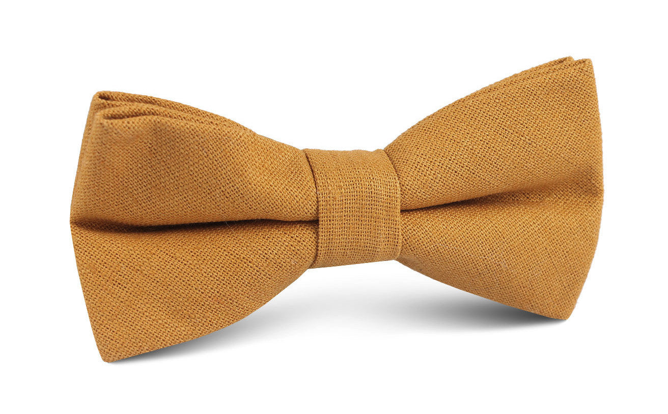 Mustard Yellow Slub Linen Bow Tie