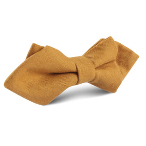 Mustard Yellow Slub Linen Diamond Bow Tie