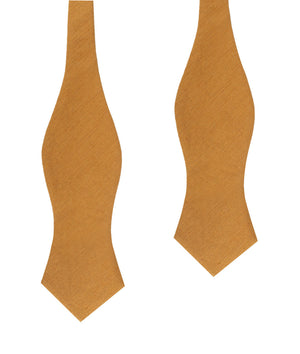 Mustard Yellow Slub Linen Diamond Self Bow Tie