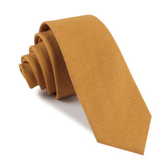 Mustard Yellow Slub Linen Skinny Tie