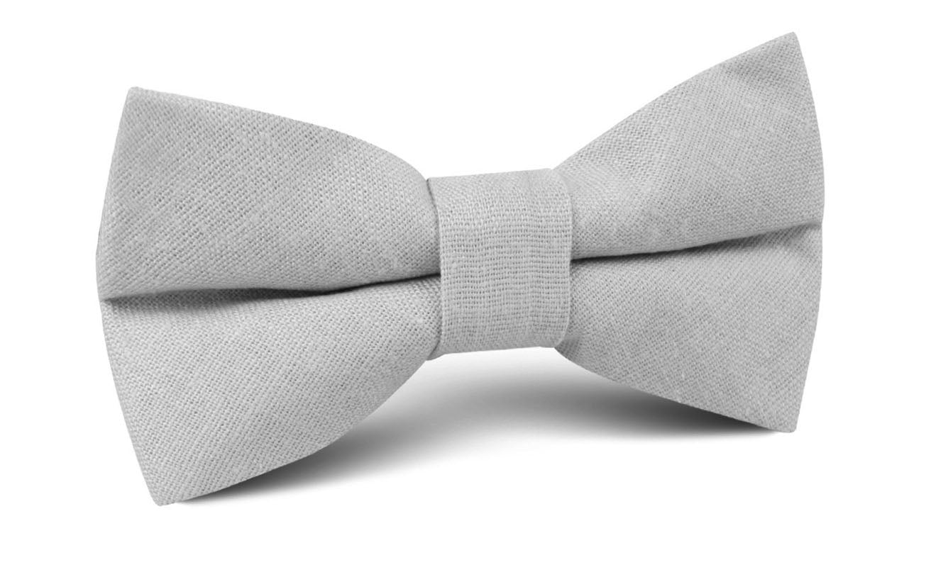 Mystic Silver Linen Bow Tie | Grey Wedding Men's Bowtie | OTAA