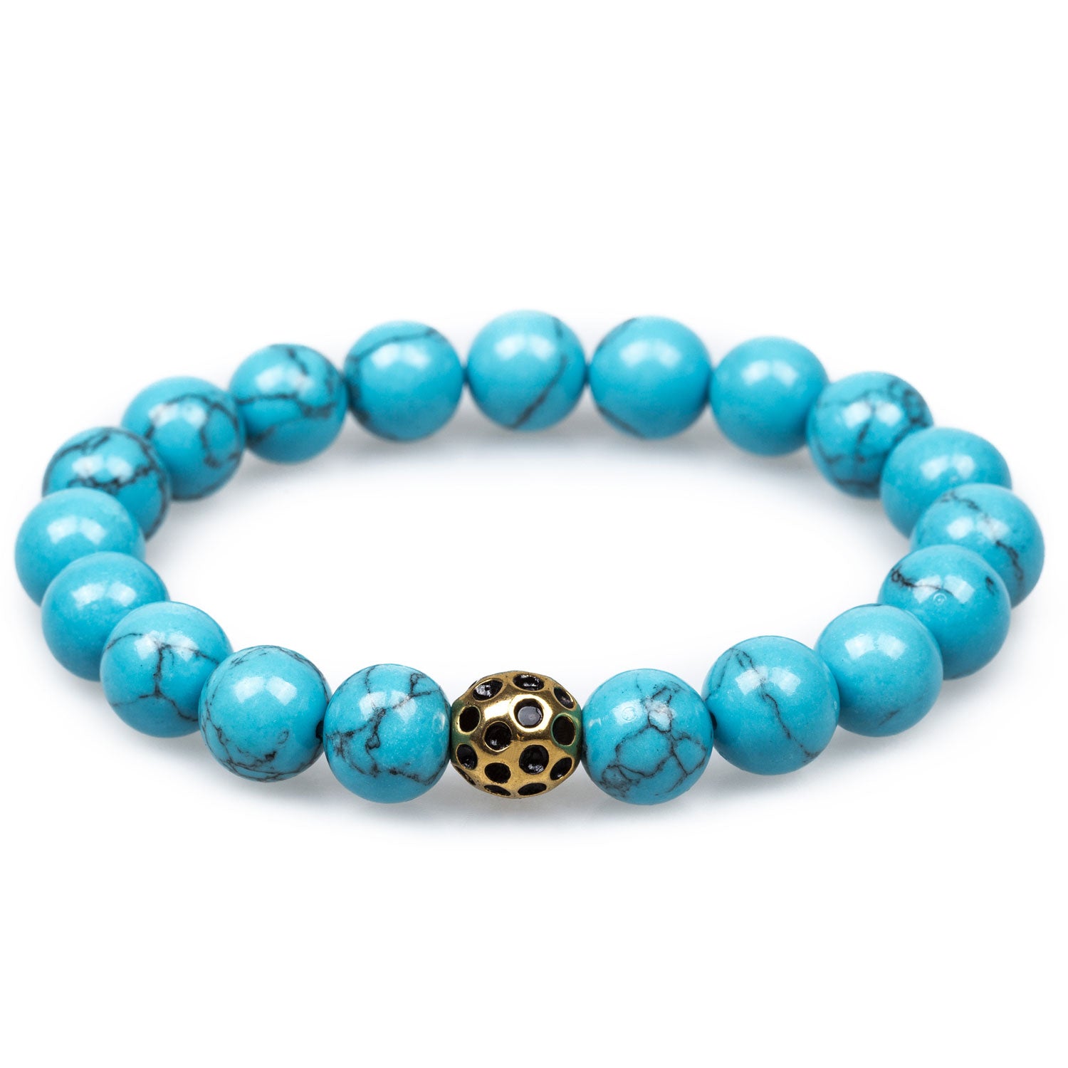 Mystique Blue Turquoise Gold Lava Bracelet