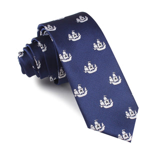 Nautical Pirate Ship Skinny Tie