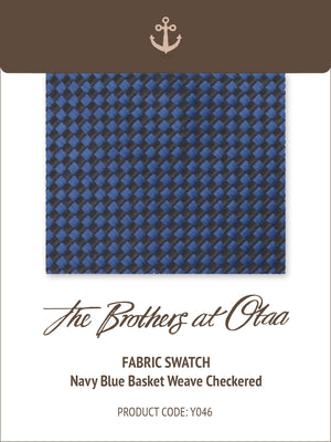 Fabric Swatch (Y046) - Navy Blue Basket Weave Checkered