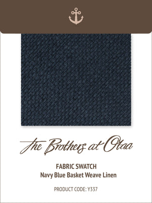 Fabric Swatch (Y337) - Navy Blue Basket Weave Linen