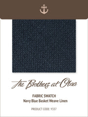 Navy Blue Basket Weave Linen Y337 Fabric Swatch