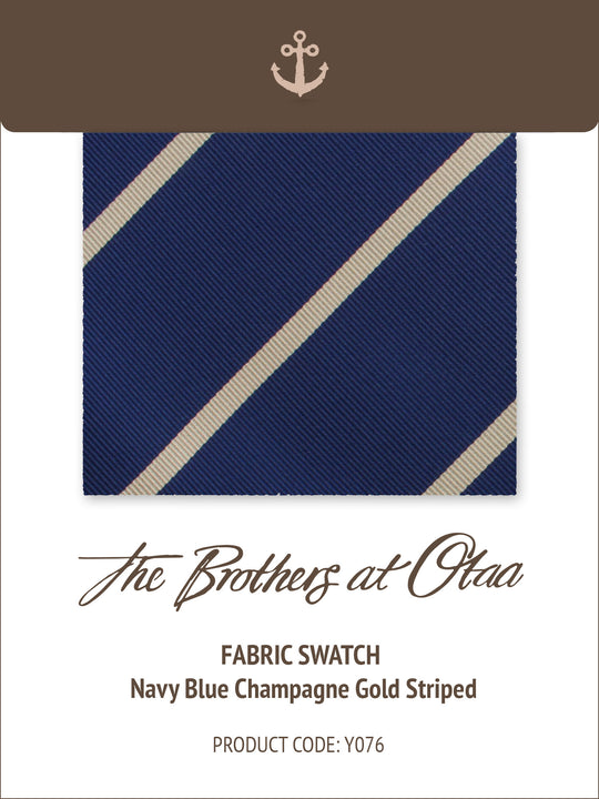 Fabric Swatch (Y076) - Navy Blue Champagne Gold Striped