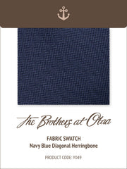 Navy Blue Diagonal Herringbone Y049 Fabric Swatch