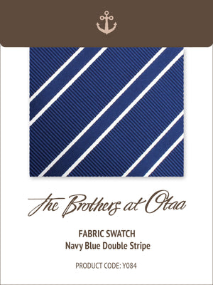 Fabric Swatch (Y084) - Navy Blue Double Stripe