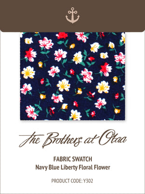 Fabric Swatch (Y302) - Navy Blue Liberty Floral Flower