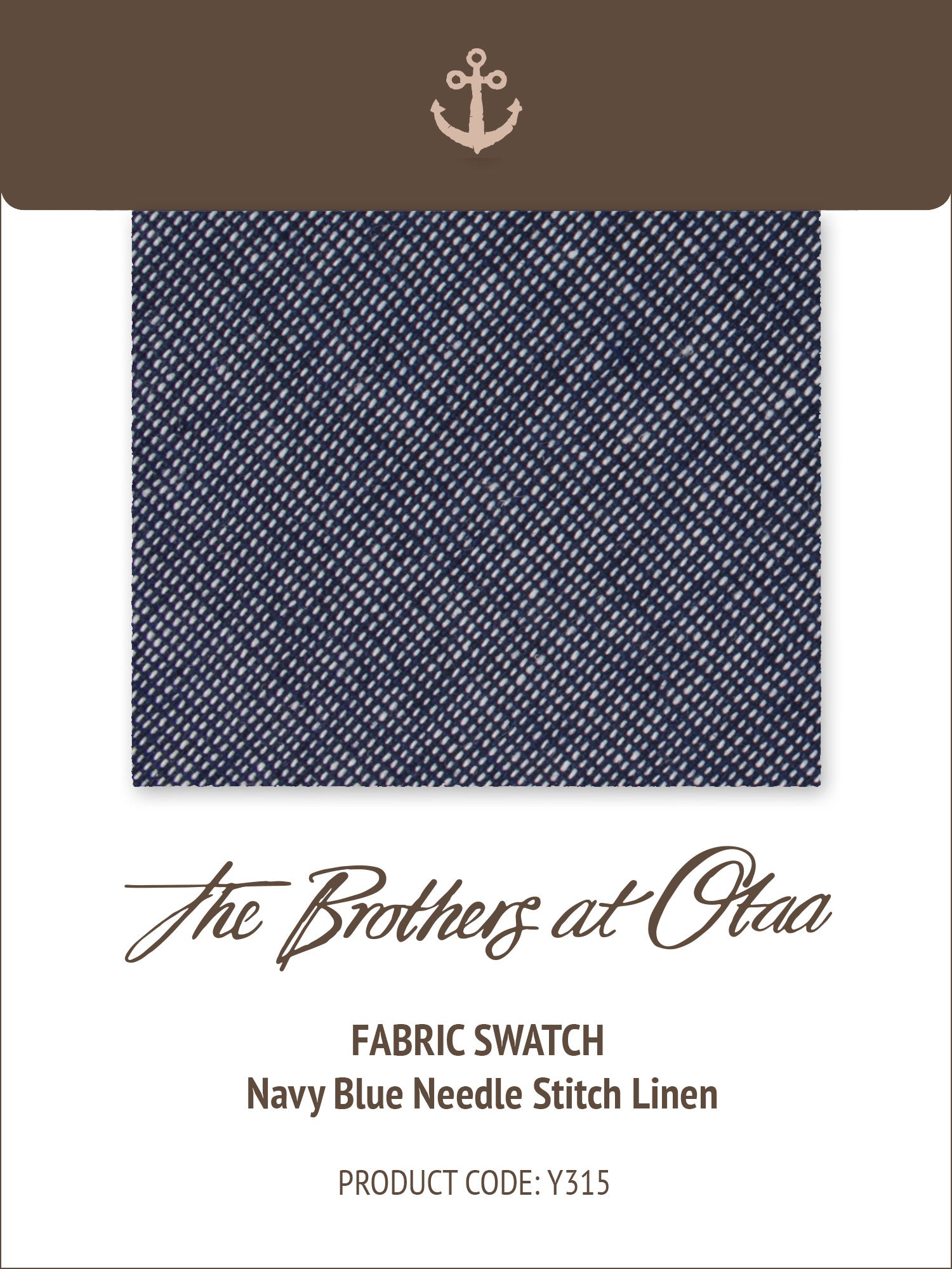 Navy Blue Needle Stitch Linen Y315 Fabric Swatch