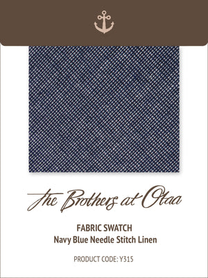 Fabric Swatch (Y315) - Navy Blue Needle Stitch Linen