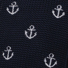 Navy Blue OTAA Anchor Knitted Tie Fabric