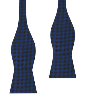 Navy Blue Basket Weave Checkered Self Bow Tie
