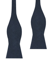 Navy Blue Basket Weave Linen Self Bow Tie