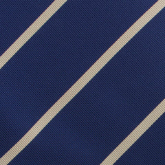 Navy Blue Champagne Gold Striped Self Bow Tie Fabric