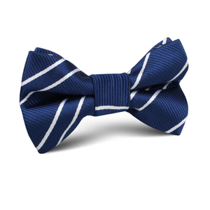 Navy Blue Double Stripe Kids Bow Tie