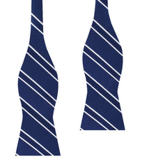 Navy Blue Double Stripe Self Bow Tie