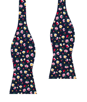 Navy Blue Liberty Floral Flower Self Bow Tie