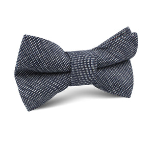 Navy Blue Needle Stitch Linen Kids Bow Tie