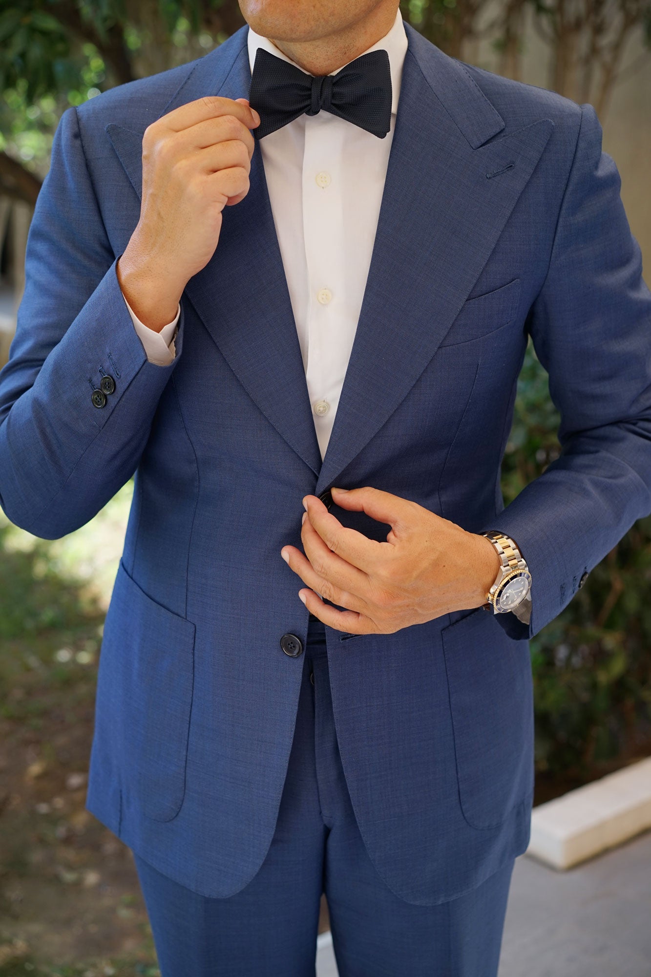 Enriquecimiento Inconcebible perjudicar Navy Blue Oxford Stitch Self Bow Tie | Formal Tux Suit Untied Bowties | OTAA