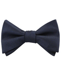 Navy Blue Oxford Stitch Self Tied Bow Tie