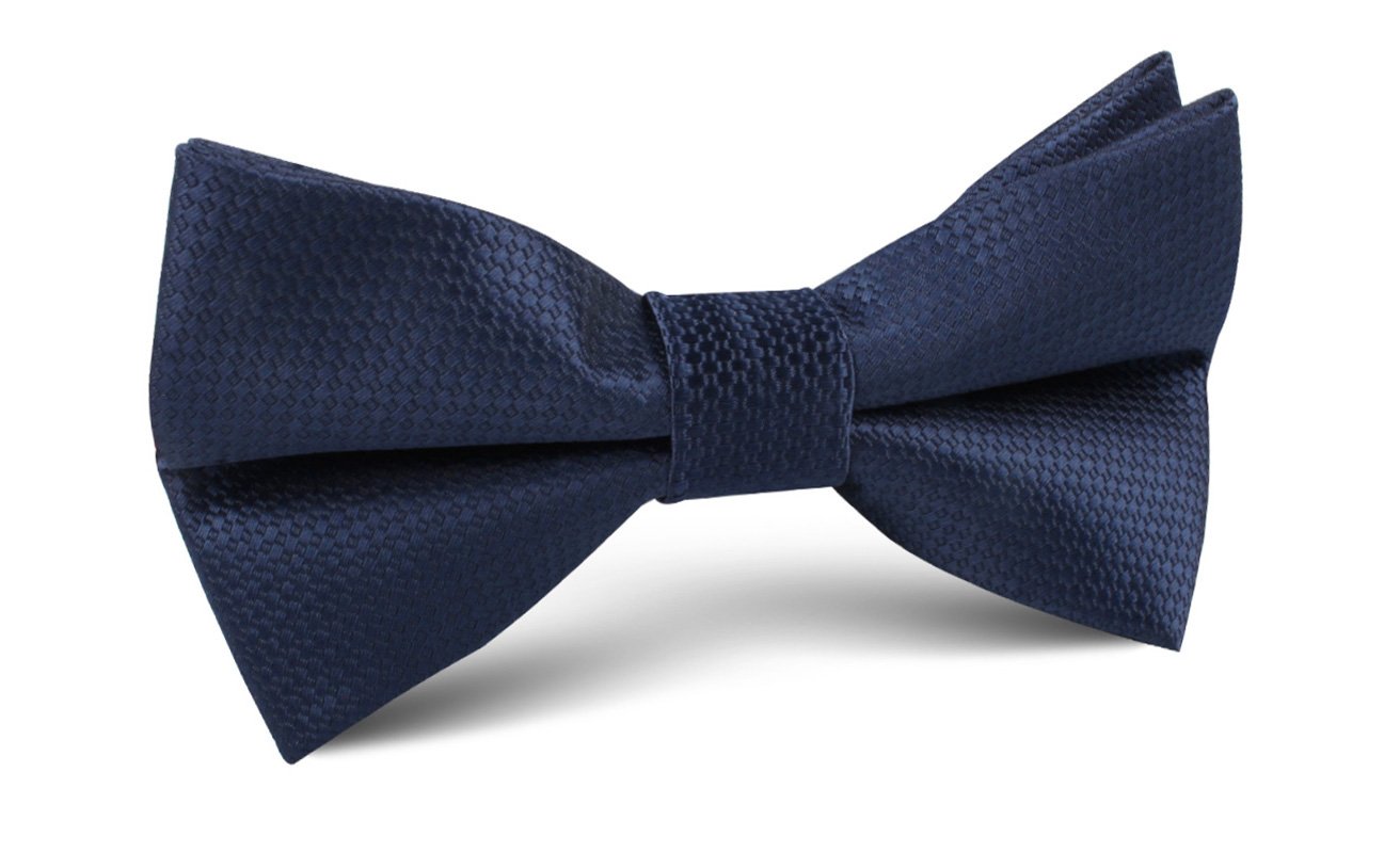 Navy Blue Basket Weave Bow Tie