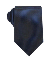 Navy Blue Basket Weave Checkered Necktie