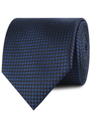 Navy Blue Basket Weave Checkered Neckties