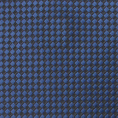 Navy Blue Basket Weave Checkered Skinny Tie Fabric