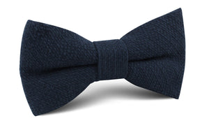 Navy Blue Basket Weave Linen Bow Tie