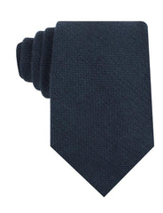 Navy Blue Basket Weave Linen Necktie