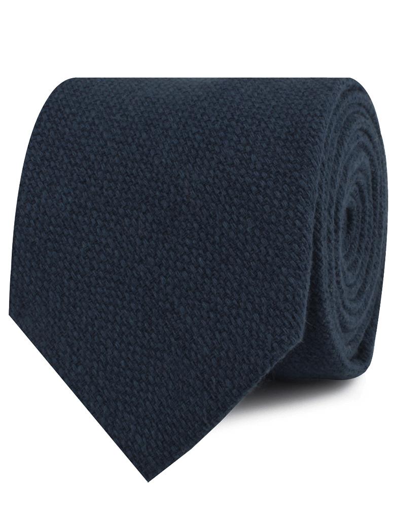 Navy Blue Basket Weave Linen Neckties