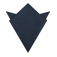 Navy Blue Basket Weave Linen Pocket Square